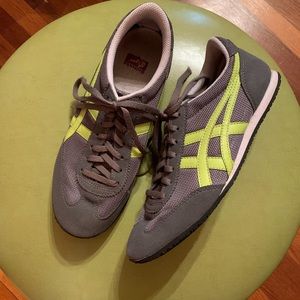Onitsuka Tiger Gray and Lime Green Sneakers